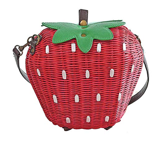 GGCL Erdbeer Frucht Stroh Beutel, Schultertasche, Stroh Beutel, Freizeit Tasche, Strandtasche von GGCL
