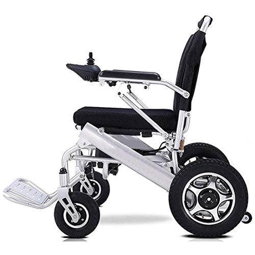 GGD Ultraleichter Faltbarer Elektrischer Rollstuhl, Intelligente Automatische, kompakter Elektrorollstuhlantrieb mit Elektrorollstuhl oder manuellem Rollstuhl,Silber von GGD