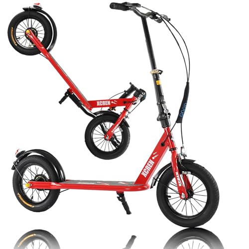 Kinderroller Scooter Tretroller Cityroller Kinder Roller Kickboard Luftreifen 26cm New Gen, Kick Scooter Höhenverstellbar Stylisher Tretroller für Kinder und Jugendliche,Rot von GHBXJX