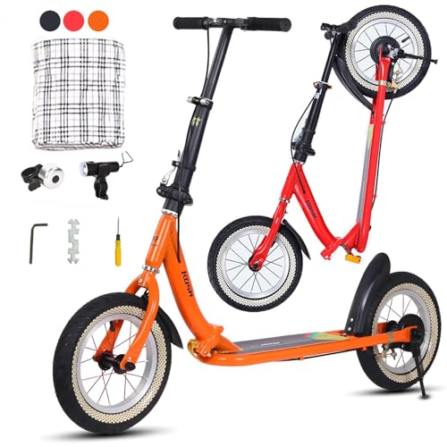 Kinderroller Scooter Tretroller Cityroller Kinder Roller Kickboard Luftreifen 31cm New Gen, Kick Scooter Luftreifen Höhenverstellbar Stylisher Tretroller für Kinder und Jugendliche,Orange von GHBXJX