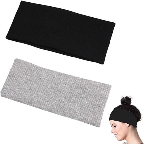 Sport-Haarband, Sport-Haarband, elastisches Stirnband, Sport-Haarband, Damen, Kopfband für Herren, Feuchtigkeit und Schweiß, zum Joggen, Fußballtraining, Yoga und mehr, 2 Stück von GHEART