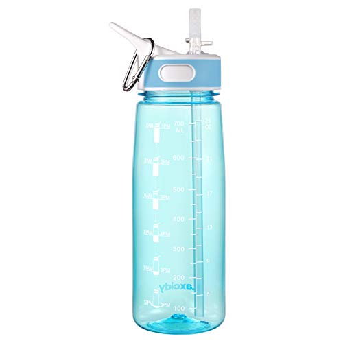 GHONLZIN Wasserflasche 800ML Sports Bottle BPA-freier Trinkflasche mit Strohhalm & Zeitmarkierungs-Tracker, Spülmaschinenfest Water Bottle für Fahrrad, Gym, Yoga, Outdoor, Camping von GHONLZIN