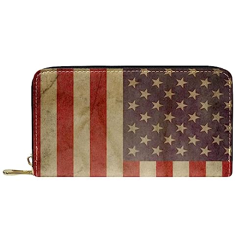 GIAPB Portemonnaie für Männer,Portemonnaie Damen,minimalistisches Portemonnaie für Männer,Amerikanische Flagge mit Vintage Muster von GIAPB