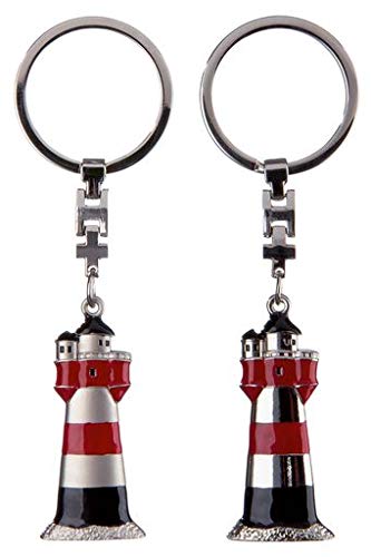 GILDE 1 Schlüsselanhänger Leuchtturm 11x3cm, Metall, rot/schwarz/silber von GILDE