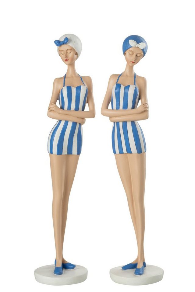 GILDE Dekoobjekt Frau stehend im Badeanzug und Badekappe - Poly-Blau 2er Set - Handgefe von GILDE