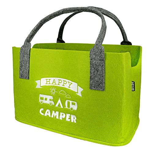 GILDE Filztasche 'Happy Camper', 25 x 40 x 26 cm, hellgrün von GILDE