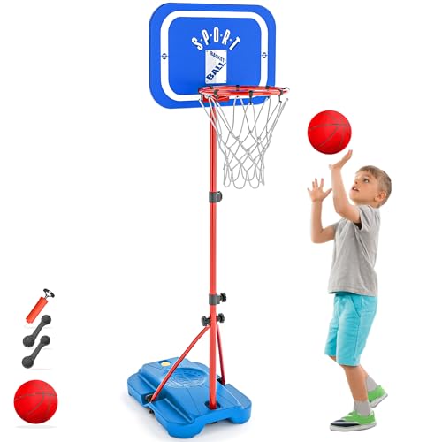 GILIKOKO Basketballkorb Outdoor Kinder Outdoor Spiele Mini Basketballkorb Indoor Kinder Verstellbarer Basketballkorb 110-190cm Geburtstag Weihnachten Kindertagsgeschenke für Kinder von 3-8 Jahren von GILIKOKO