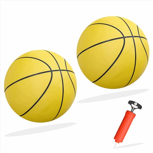 GILIKOKO 2 Stück Kleine Basketbälle für Kinder, Kinder Mini-Basketball, Spielzeug-Basketball, 18cm Mini Aufblasbare Basketball-Set Inklusive Pumpe und Nadel von GILIKOKO