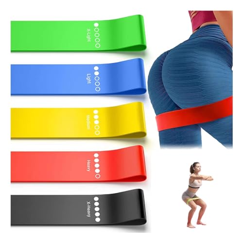 GIMIRO 5 Levels of Resistance Loop Gym Bands Yoga Band Fitness Bands Strength Training Home Workout Sports Exercise Straps (Colorful) von GIMIRO