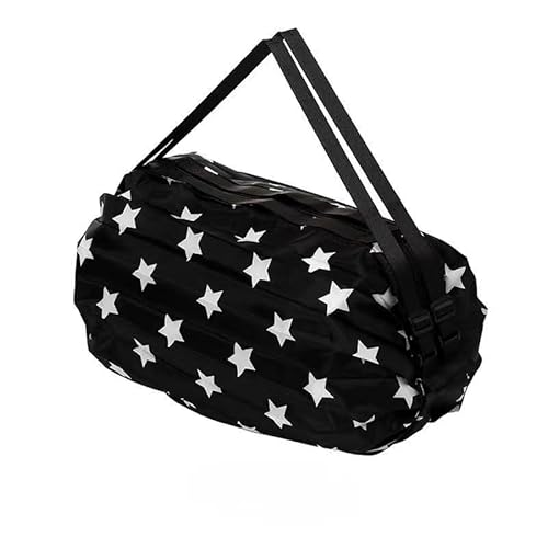 GIMIRO Multifunktionale Faltbare Tasche Reise Duffel Rucksack Handtasche Schultertasche Große Kapazität Einkaufstaschen Sport Fitness Taschen (Black/White Star) von GIMIRO