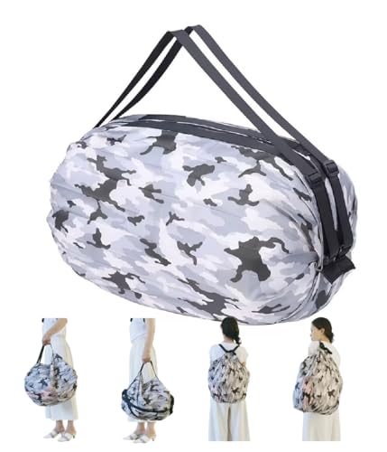 GIMIRO Multifunktionale Faltbare Tasche Reise Duffel Rucksack Handtasche Schultertasche Große Kapazität Einkaufstaschen Sport Fitness Taschen (Gray Camouflage) von GIMIRO