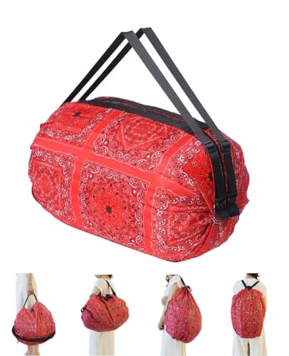 GIMIRO Multifunktionale Faltbare Tasche Reise Duffel Rucksack Handtasche Schultertasche Große Kapazität Einkaufstaschen Sport Fitness Taschen (Red Bohemia) von GIMIRO