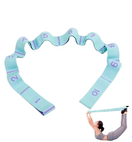 GIMIRO Yoga Gürtel Stretcher Elastische Widerstandsbänder mit 8/9/10/11 Schlaufen Pilates Gurte Faszien Krafttraining Körperdehnung Ballett Tanz Fitness (Blue - 10 Loops) von GIMIRO