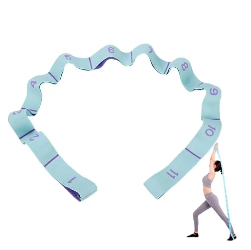 GIMIRO Yoga Gürtel Stretcher Elastische Widerstandsbänder mit 8/9/10/11 Schlaufen Pilates Gurte Faszien Krafttraining Körperdehnung Ballett Tanz Fitness (Blue - 11 Loops) von GIMIRO