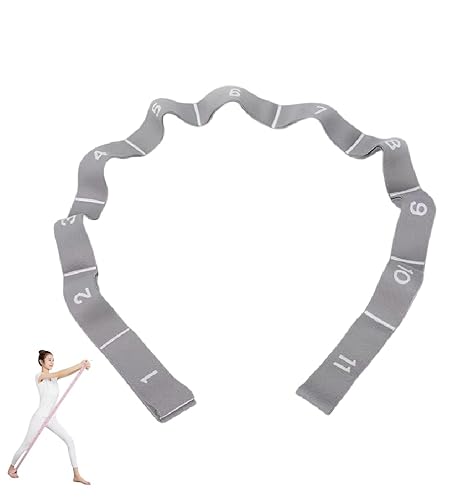GIMIRO Yoga Gürtel Stretcher Elastische Widerstandsbänder mit 8/9/10/11 Schlaufen Pilates Gurte Faszien Krafttraining Körperdehnung Ballett Tanz Fitness (Gray - 11 Loops) von GIMIRO