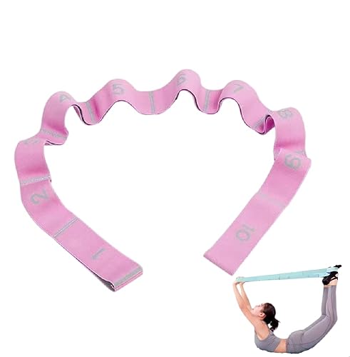 GIMIRO Yoga Gürtel Stretcher Elastische Widerstandsbänder mit 8/9/10/11 Schlaufen Pilates Gurte Faszien Krafttraining Körperdehnung Ballett Tanz Fitness (Pink - 10 Loops) von GIMIRO