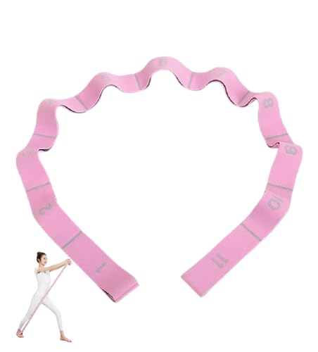 GIMIRO Yoga Gürtel Stretcher Elastische Widerstandsbänder mit 8/9/10/11 Schlaufen Pilates Gurte Faszien Krafttraining Körperdehnung Ballett Tanz Fitness (Pink - 11 Loops) von GIMIRO