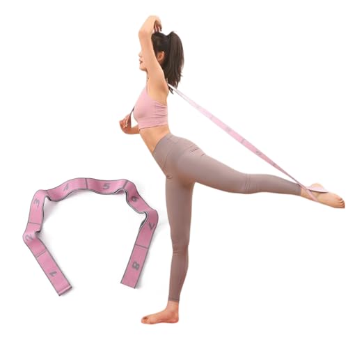 GIMIRO Yoga Gürtel Stretcher Elastische Widerstandsbänder mit 8/9/10/11 Schlaufen Pilates Gurte Faszien Krafttraining Körperdehnung Ballett Tanz Fitness (Pink - 8 Loops) von GIMIRO