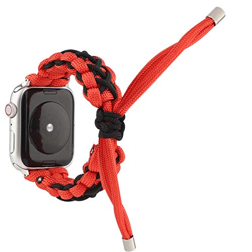 GIMart Kompatibel mit Apple Watch Armband, 38 mm, 40 mm, 42 mm, 44 mm, gewebtes Nylon, geflochtenes Ersatzband, Sport-Armband für iWatch Serie SE/6/5/4/3/2/1, für Damen Herren, Rot + Schwarz von GIMart