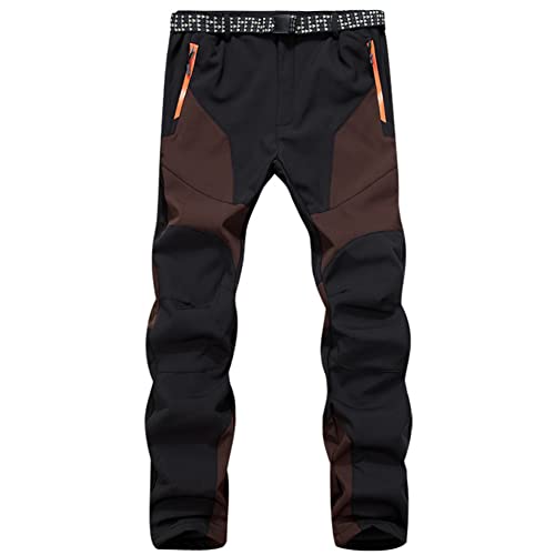 GITVIENAR Herren Gefüttert Softshellhose wasserdicht + atmungsaktiv + warm + elastisch Berghose Funktionshose Trekkinghose Wanderhose Herren Winterhose Outdoorhose Herbst Winter (Braun, XXL) von GITVIENAR