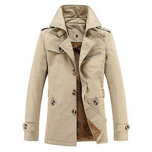 GITVIENAR Herren Übergangsjacke, Langarm Trenchcoat Mantel Kurzmantel Einreihig Jacke 100% Baumwolle winterjack für Jugendliche und Erwachsene von GITVIENAR