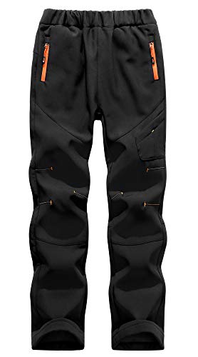 GITVIENAR Kinder Wasserdicht Wanderhose Winddicht Funktionshose mit Fleece Softshellhose Kratzfest Winddicht Trekkinghose für Outdoor Wandern Bergsteigen von GITVIENAR