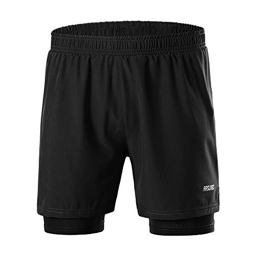 GITVIENAR Laufhose Herren Kurz, 2in1 Sporthose Herren mit Reißverschlusstaschen Schnelltrocknende Running Shorts Atmungsaktive Kompressionsshorts Trainingshose für Training Laufen Sport, Männer von GITVIENAR