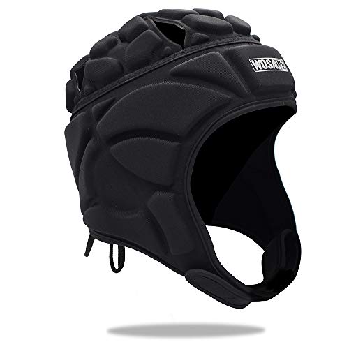 GITVIENAR Torwarthelm Kopfschutz Helm, Umfassender Schutz Atmungsaktiv Verstellbares Design mit Luftlöchern Krempe, Spielhelm Schutzhelm für Fahrrad Sport Training Rugby Football Tormann, schwarz von GITVIENAR