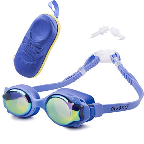 Schwimmbrille Kinder Anti-Beschlag UV-Schutz- wasserdicht- Unisex Kinderschwimmbrillen Rutschfest lecksicher Taucherbrille für Kinder und Jugendliche von GIVBRO
