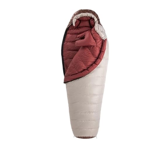 Schlafsack Schlafsack Ultraleichter Daunenschlafsack Wasserdichter Winterschlafsack Tragbarer Campingschlafsack(Red 880G) von GIYXHU