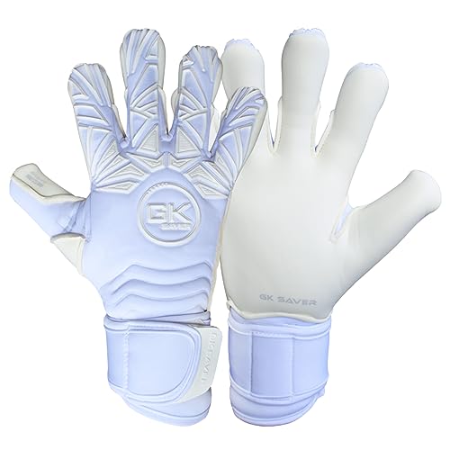 GK Saver Unisex, Herren, Damen, Kinder Torwarthandschuhe, Bravo W1 Fingerschutz, Weiß, Größe 7 von GK Saver