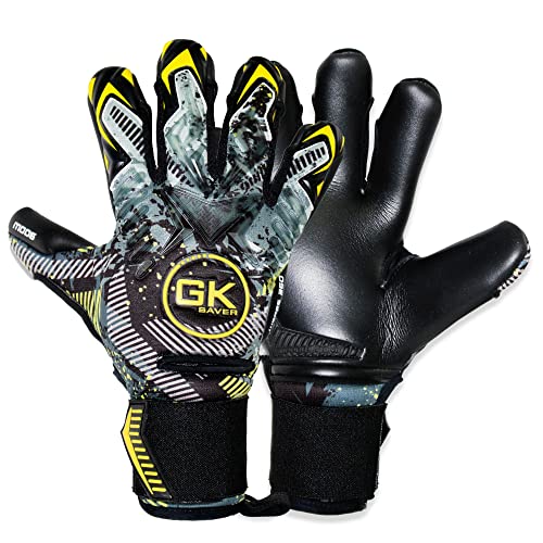 GK Saver Fußball-Torwarthandschuhe Modesty MD06 YB Profi Argo Negativschnitt Torwarthandschuhe Größe 6 bis 11 Abnehmbare Finger Save GK Handschuhe (Keine FINGERSAVE Keine PERSONALISIERUNG, GRÖSSE 11) von GK Saver