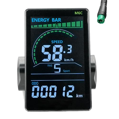 GKKICO M6C E-Bike-LCD-Display-Messgerät, 24 V-60 V, E-Scooter, LCD-Panel, Farbbildschirm, Zubehör, mit USB, für Mountainbike, Elektrofahrrad (5-polig) von GKKICO