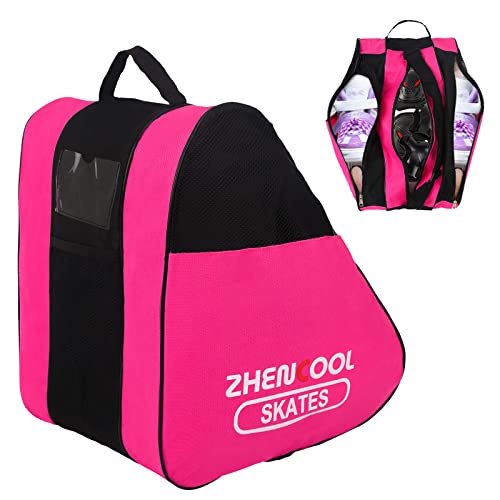 GLAITC Inliner Tasche Rollschuhe Tasche Schlittschuhtasche Inliner Tasche Erwachsene mit Verstellbar Trageriemen Skischuhtasche für Kinder/Erwachsene Herren Damen Pink von GLAITC