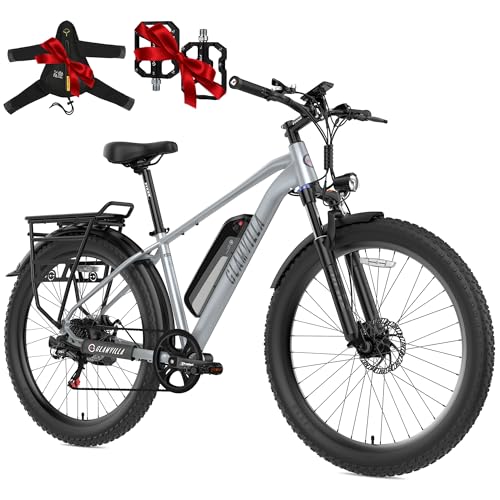 GLAMVILLA Bronco Elektrofahrrad für Damen/Herren,26"/27.5" E-Bike E-Mountainbike mit 12.5AH Abnehmbare Lithium-AKKU, 7-Gang Pendler E-Fahrräder von GLAMVILLA
