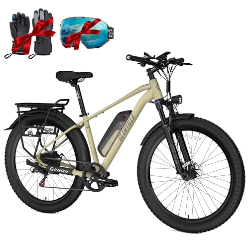 GLAMVILLA Bronco Elektrofahrrad für Damen/Herren,26"/27.5" E-Bike E-Mountainbike mit 12.5AH Abnehmbare Lithium-AKKU, 7-Gang Pendler E-Fahrräder von GLAMVILLA