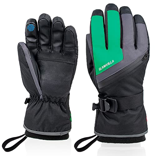 GLAMVILLA Warme Winterhandschuhe Skihandschuhe für Damen/Herren, Wasserdicht Handschuhe für Skifahren/Snowboard/Fahren/Wandern mit Touchscreen von GLAMVILLA
