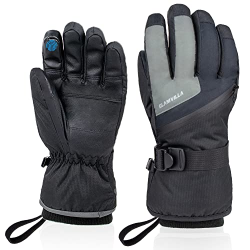 GLAMVILLA Warme Winterhandschuhe Skihandschuhe für Damen/Herren, Wasserdicht Handschuhe für Skifahren/Snowboard/Fahren/Wandern mit Touchscreen von GLAMVILLA