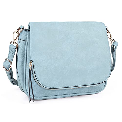 GLITZALL Crossbody-Taschen für Damen, kleine Cross-Body-Börse und Schulter-Handtaschen mit mehreren Taschen, PU-Leder, hellblau, Small von GLITZALL