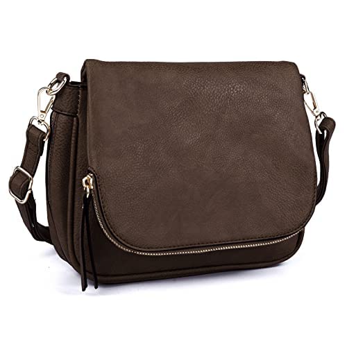 GLITZALL Crossbody-Taschen für Damen, kleine Umhängetaschen und Schulter-Handtaschen mit mehreren Taschen, PU-Leder, coffee, Small von GLITZALL