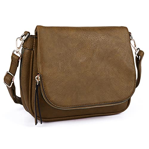 GLITZALL Crossbody-Taschen für Damen, kleine Umhängetaschen und Schulter-Handtaschen mit mehreren Taschen, PU-Leder, dunkelbraun, Small von GLITZALL