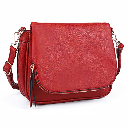 GLITZALL Kleine Crossbody-Tasche für Damen, PU-Leder, über die Schulter, Geldbörsen und Klappe, Cross-Body-Handtaschen mit mehreren Taschen, Rot (rot), Small von GLITZALL