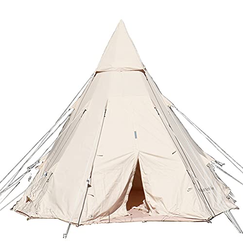 Pyramidenzelt Für Camping, Festivals, Wandern, Outdoor, Tragbar, Wasserdicht, Indianerzelt (Beige, 4 X 4 X 3 M) von GLJTUO