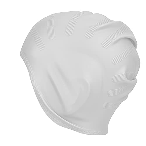 Dehnbare Bademütze, Bequemer Ohrenschutz für Schwimmbad, Stabile Passform, für Erwachsene Männer und Frauen, Weiß (White) von GLOGLOW