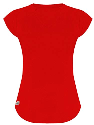GO HEAVY Damen Fitness Funktions Sport T-Shirt Laufshirt Kurzarm Schnelltrocknend Yoga Sportoberteil | Rot XL von GO HEAVY