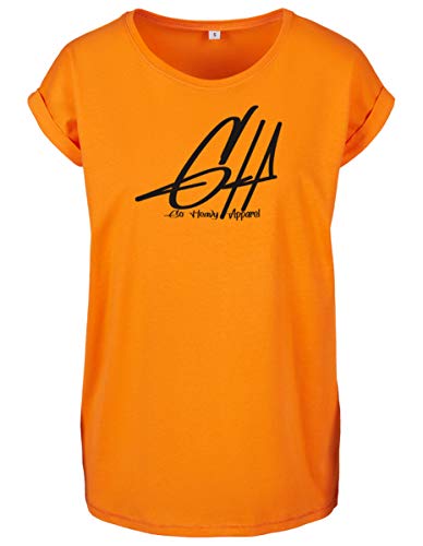 GO HEAVY Oversize Frauen Fitness Wor-Out T-Shirt | Kurzarm Yoga Gym Sportshirt | Aufdruck Graphic | Orange XL von GO HEAVY