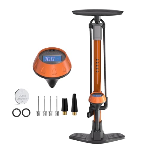 GOBKO Fahrradpumpe Fahrrad-Standpumpe mit Manometer, Fahrradpumpen mit Presta und Schrader Reifenpumpe multifunktionale Luftpumpe für Rennrad MTB Sportballpumpe Hochdruck 160 Psi und 11 Bar von GOBKO