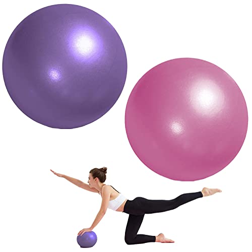 GOIEHIR Pilates Ball, Gymnastikball Klein, Gleichgewichtstraining, für Yoga, Aerobic, Lila und Rosa, 2 Stück, 25 cm von GOIEHIR