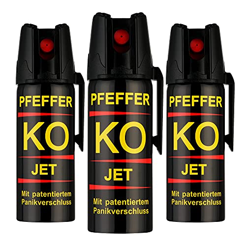 KO Pfefferspray Jet | Fog Verteidigungsspray | Abwehrspray Hundeabwehr | zur Selbstverteidigung | Sparset | Made in Germany (Jet 50 ML 3 STK) von GOKarli