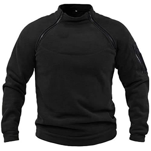 GOLDP Tactical Combat Fleece Pullover Jacket Men Military Athletic Sport Jumper Tops Army Windproof Sweaters (L,Black) von GOLDP